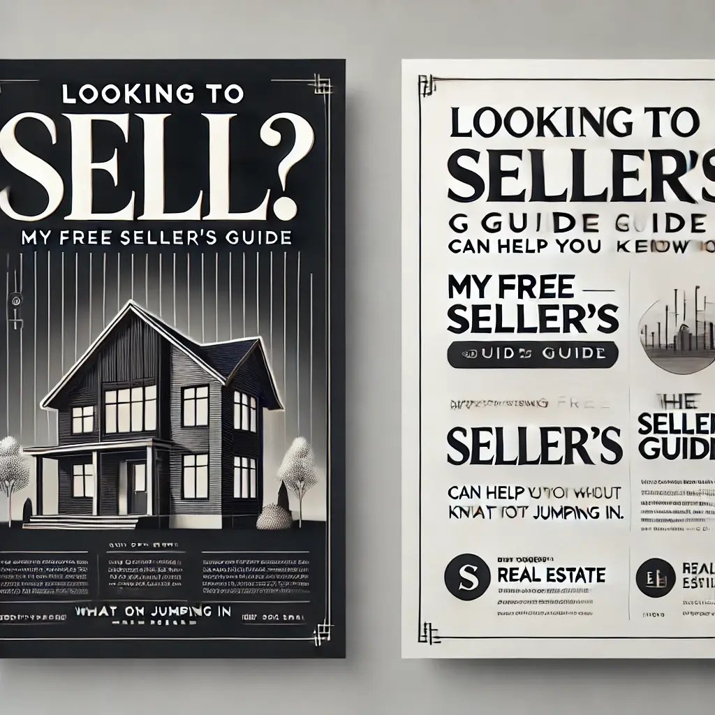 DALL·E 2025-03-17 09.27.58 - A professional real estate advertisement featuring bold text that reads_ Looking to Sell? My Free Sellers Guide Can Help You with What You Need to K